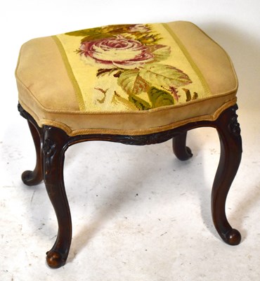 Lot 1665 - A French style mahogany stool with tapestry...