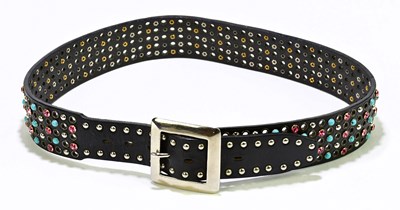 Lot 604 - POISON ANGEL SWAROVSKI; a black leather belt...