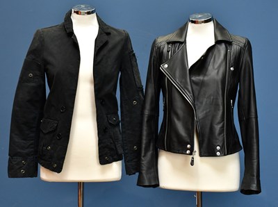 Lot 751 - PAIGE; a black soft nappa leather biker jacket...