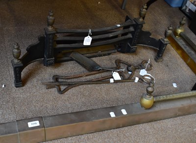 Lot 1118 - A brass fire fender, 185cm x 55, together with...
