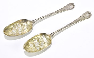 Lot 1196 - A pair of George III silver tablespoons...