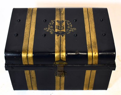 Lot 170 - A decorative trunk, painted in gilt and black...