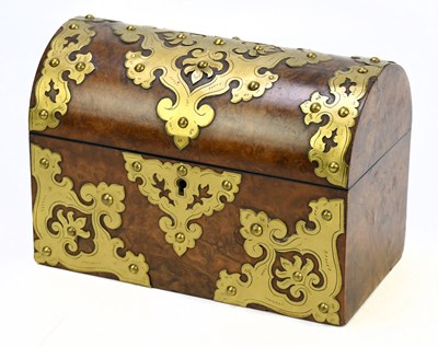 Lot 13 - A Victorian brass bound walnut domed top box,...