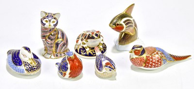 Lot 1429 - ROYAL CROWN DERBY; seven animal form...