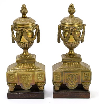 Lot 276 - A pair of decorative brass side ornaments,...