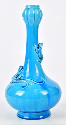 Lot 1173 - An Awaji style turquoise garlic vase with...