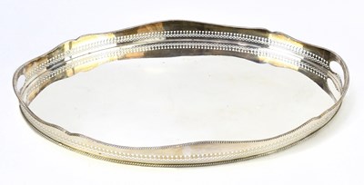 Lot 257 - A large silver plated twin handled galleried...