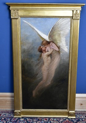 Lot 352 - HARRISON; oil on canvas, angel and man, signed...