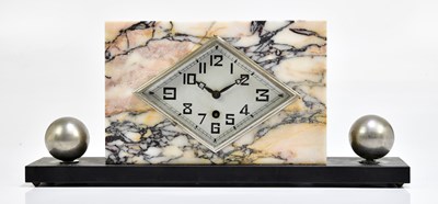 Lot 2273 - An Art Deco marble and slate mantel clock, the...