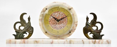 Lot 2272 - An Art Deco marble mantel clock, the circular...