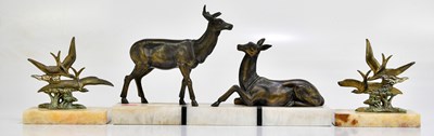 Lot 1154 - An Art Deco bronzed spelter model of a stag...