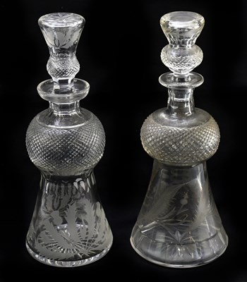 Lot 536 - Two 19th century cut and etched glass thistle...