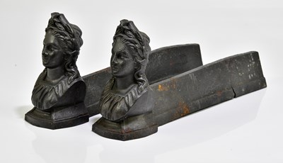 Lot 1125 - A pair of Victorian French cast iron fire dogs,...