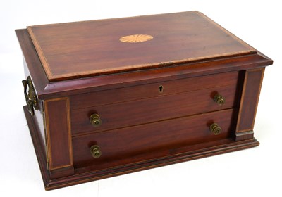 Lot 19 - An Edwardian inlaid mahogany table canteen box,...