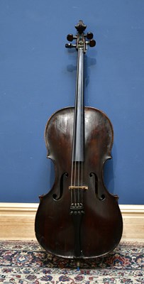 Lot 1233 - An old German violoncello with two-piece back,...