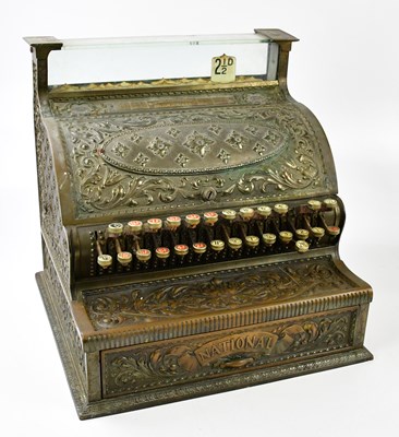 Lot 1001 - NATIONAL; a Victorian brass cash register,...