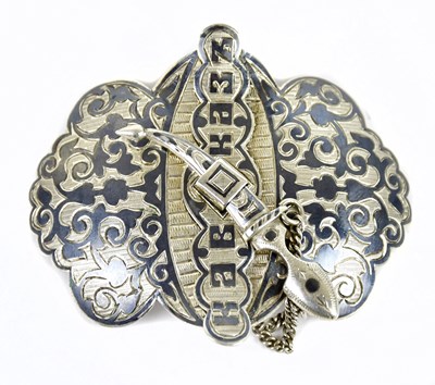 Lot 1330 - A Russian silver niello belt buckle, with...