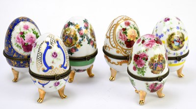 Lot 55 - LIMOGES; six modern and decorative trinket...