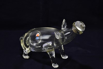 Lot 1804 - A vintage Kumela glass pig decanter, with...