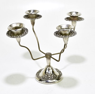 Lot 1291 - An 800 grade Continental silver four branch...