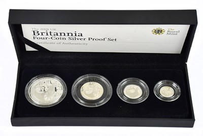 Lot 1458 - A cased 2008 Britannia four coin silver proof...