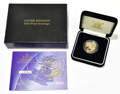 Lot 1398 - An Elizabeth II proof full sovereign, 2003, no....