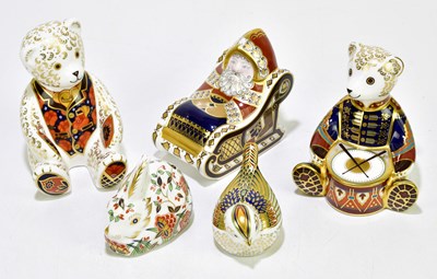 Lot 1706 - ROYAL CROWN DERBY; four animal form...