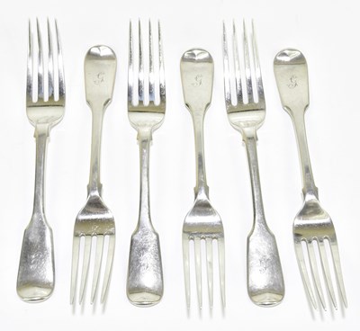 Lot 1250 - A set of six William IV hallmarked silver...