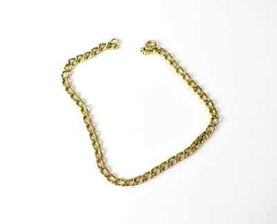 Lot 918 - A 9ct gold bracelet with hoop clasp