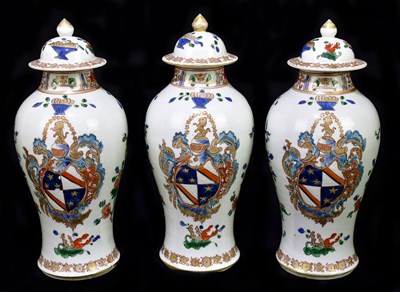 Lot 1619 - SAMSON; three Chinese style armorial lidded...