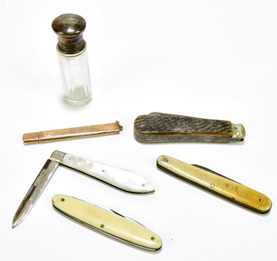 Lot 2050 - A yellow metal pencil and case inscribed...