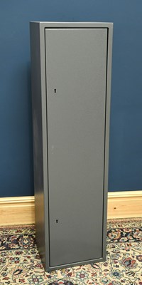 Lot 1379 - A metal gun cabinet, with internal lockable...