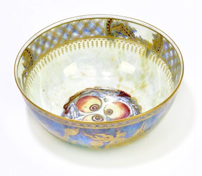 Lot 1784 - WEDGWOOD; a lustre bowl decorated with dragons,...