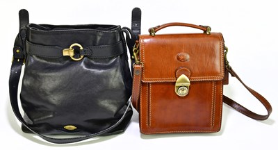 Lot 698 - THE BRIDGE; a black leather shoulder bag with...