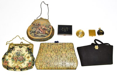 Lot 699 - A vintage Worth lady’s black suede carryall,...