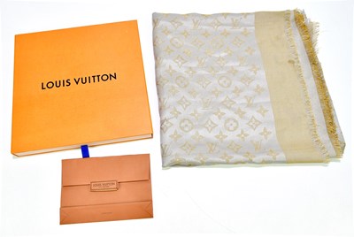 Lot 755 - LOUIS VUITTON; a silk, wool and gold metal...