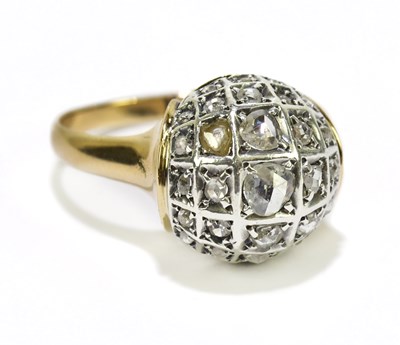 Lot 32 - An Indian yellow metal domed diamond set dress...