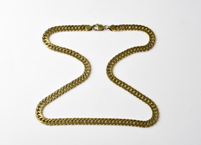 Lot 958 - A 9ct gold modern flat curb necklace