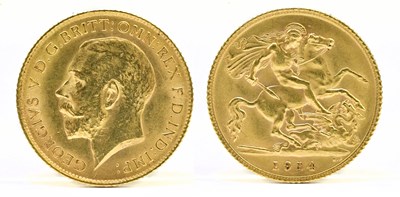 Lot 1443 - A boxed George V half sovereign, 1914.