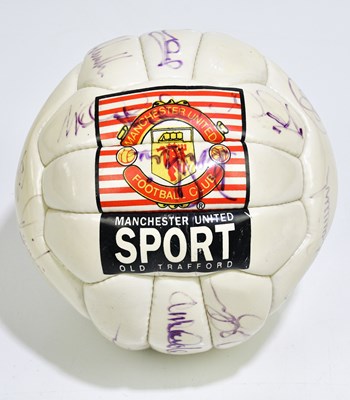 Lot 1367 - MANCHESTER UNITED; a football bearing numerous...