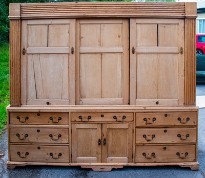 Lot 2336 - A Victorian pine housekeeper's cupboard, with...