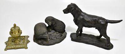 Lot 1127 - A decorative brass inkwell modelled as an urn...