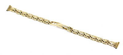 Lot 2920 - A 9ct yellow gold wristwatch strap, length...