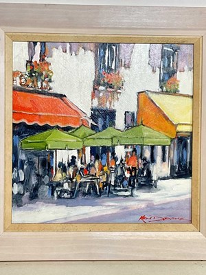 Lot 242 - KEN DEVINE; oil on board, 'French Scene 7',...