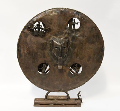 Lot 260 - KISS; a wrought iron sculpture featuring the...