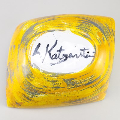 Lot 47 - LISA KATZENSTEIN (born 1956); a tin-glazed...