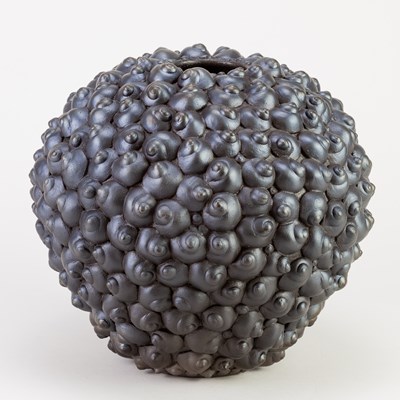 Lot 42 - SUE HANNA (born 1963); a burnished raku shell...