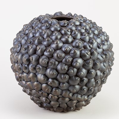 Lot 42 - SUE HANNA (born 1963); a burnished raku shell...