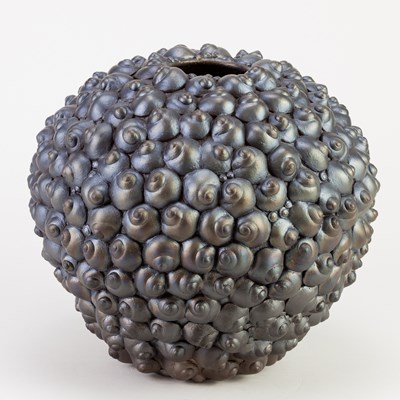 Lot 42 - SUE HANNA (born 1963); a burnished raku shell...