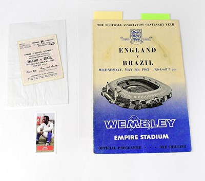 Lot 800 - PELE; an England v Brazil 1963 programme,...